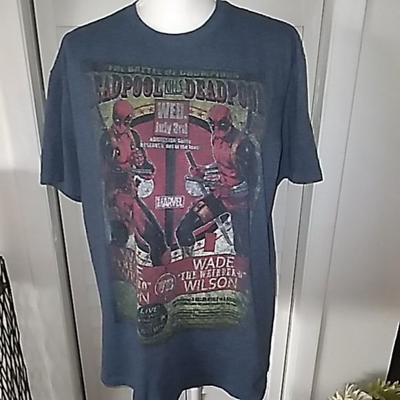 Marvel Comics Deadpool short sleeve Unisex Heathered Blue T-Shirt L‎ - Picture 1 of 5